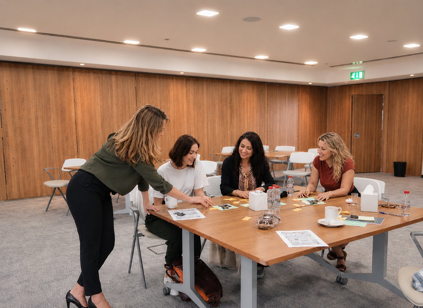 Antonia Ashby coaching a small group around a table